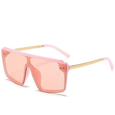 Imagem de Óculos de sol punk grande feminino, armação grande, luxuoso, masculino, esportivo, à prova de vento, UV400 (rosa)