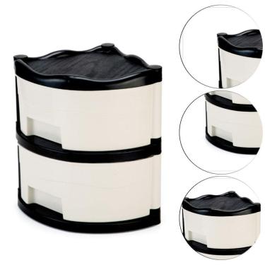 Imagem de Organizador Gaveteiro Triangular Com 2 Gavetas Cor Preto