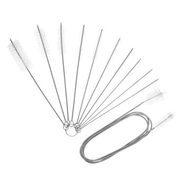 Imagem de Escova de drenagem flexível de 154 cm, 1 conjunto/11 escova de palha longa de nylon, escova de limpeza de tubo com mangueira elástica de extremidade dupla para pia de cozinha doméstica, branca