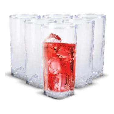 Imagem de 2X Jogo De 6 Copos Altos De Vidro 250Ml Quadrado Dolce Home