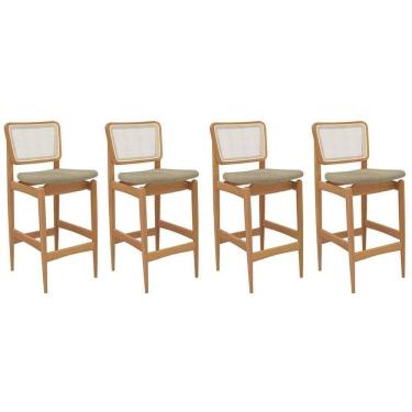 Imagem de Banqueta Sala De Jantar Liz 1bmm009ca Premium Madeira Maciça Kit 4 Un Carvalho-boucle Bege-tela Bege - Kappesberg