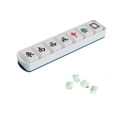 Imagem de Bandeja de cubo de gelo Mahjong com tampa, molde de máquina de gelo para freezer com recipiente, para resfriar uísque, coquetéis, café, vinho, fácil liberação livre de BPA (azul, Hanzi)