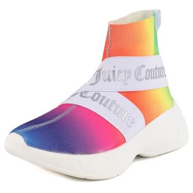 Imagem de Juicy Couture Tênis feminino sem cadarço de cano alto – Elegante, leve e respirável, atlético e casual, Branco pastel, 39