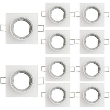 Imagem de Kit 10 Spot Taschibra Quadrado Embutir Vidro Jateado Sp23