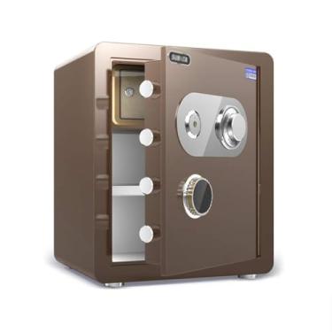 Imagem de Armário seguro de aço com trava de código mecânico, caixa de armazenamento de segurança de alto volume, à prova de fogo e à prova d'água, montável na parede para casa e escritório (tamanho: 40 cm