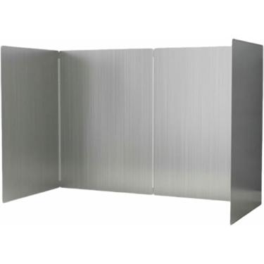 Imagem de Placa de isolamento dobrável de aço inoxidável contra respingos de óleo protetor de cozinha para cozinhar na parede superior do fogão, protetor contra respingos de 4 lados (70 cm A x 80 cm C x 18 D)