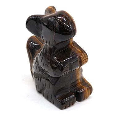 Imagem de RRBXXUYN Cheio de textura 1 peça estátua de canguru quartzo rosa opala cristal pedra natural artesanato ornamentos decorativos para casa presente 1 peça (cor: pedra de sangue de dragão, tamanho: 30 x