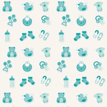 Imagem de Papel Parede Bebê Infantil Verde Claro Decorativo Adesivo - LRP