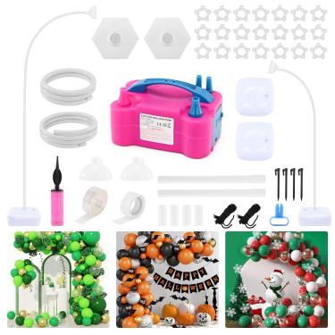 Imagem de Balloon Arch Stand Kit and Balloon Pump Electric, 8.2FT & 5FT Free Bending Half Arch Balloon Column Stands with Water Fill Base, Balloon arch Frame Backdrop for Wedding Birthday Party Decoration