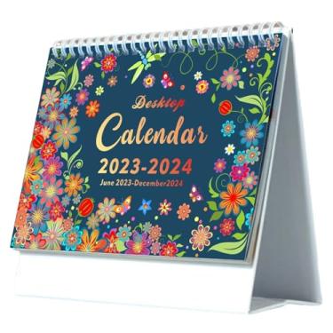Imagem de Calendário de mesa com agenda mensal, diário, portátil, anotações, contagem regressiva, presente de escritório em casa, junho de 2023 a dezembro de 2024