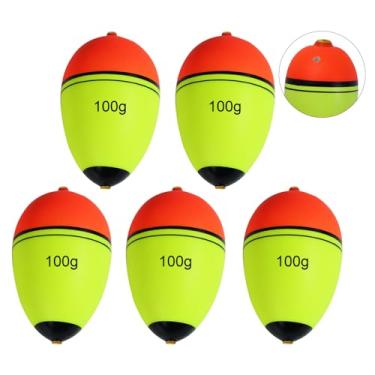 Imagem de CWSDXM Flutuadores deslizantes, flutuadores e boias de pesca em EVA com furo para peixe, Walleye, Panfish e robalo, bobinas deslizantes ajustáveis com flutuação de 9,9 g a 129,9 g (100g Floatage-5PCS)