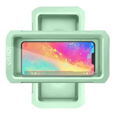 Imagem de URROY Suporte de telefone de chuveiro à prova d'água, rotação de 360°, capa universal antiembaçamento de alta sensibilidade para banheiro, espelho de parede, banheira, cozinha, presente para homens e
