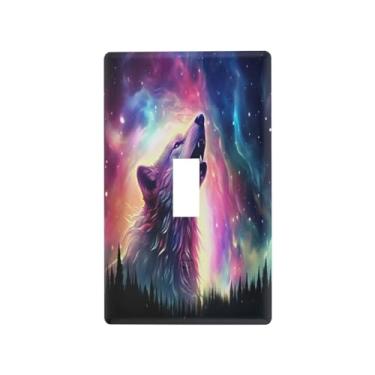 Imagem de Blueangle Tampa de placa de parede para interruptor de luz - Aurora Boreal Wolf Light Switch Cover Decorativa Placa de Parede, Tamanho 1 - Gangue 4,53 x 2,76 polegadas (330)