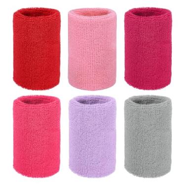 Imagem de YELARXI Pulseiras de suor, pulseiras para esportes de suor 10 x 7,6 cm, pacote com 6 e cores brilhantes - adequado para (tênis/basquetebol/futebol/corrida/malhar/homens e mulheres)