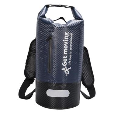 Imagem de Dynwave Mochila estanque grande e leve com alça, ideal para guardar objetos na praia, natação e viagens. Mochila flutuante à prova d'água para homens, Azul Escuro