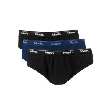 Imagem de Cueca Mash Slip Cotton Basic Marinho/Preta Pack 3UN Tamanho:L/G, L/G