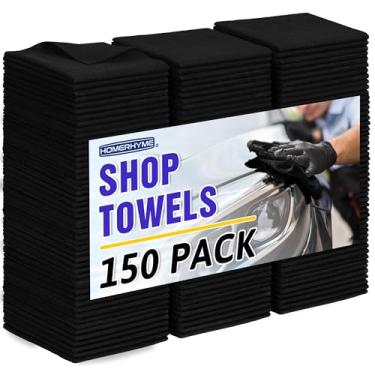 Imagem de HOMERHYME Pano de limpeza de microfibra, pacote com 150 panos de limpeza pretos toalhas de microfibra absorventes a granel panos de lavagem sem fiapos, toalhas multiuso para carros, lojas, automóveis
