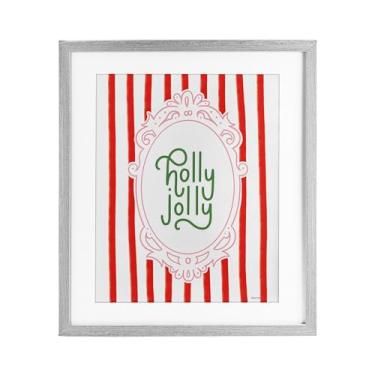 Imagem de Stupell Industries 'Holly Jolly Ornate Border', Impressão emoldurada sob vidro, cinza, 13 x 16