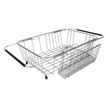 Imagem de AYNEFY Rack de Secagem de Pratos Pia de Cozinha Rack de Pratos de Aço Inoxidável de Secagem de Suporte de Armazenamento de Placa Expansível Antiderrapante Borracha Proteger Bancadas Prateleira