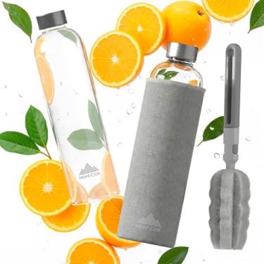 Imagem de Mont-Clair Garrafa de água de vidro borossilicato Kristal 550 ml com manga de neoprene - à prova de vazamento + livre de BPA - Bebidas quentes e frias - ideal para adultos, crianças, viagens, esportes