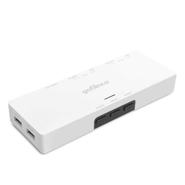 Imagem de gofanco Interruptor scaler KVM USB HDMI sem costura de 2 portas – Escala para saída 4K @30Hz ou 1080p, HDMI 1.4, teclado/mouse USB, multivisualização, OSD, Dolby/DTS, Windows, Mac OS, Linux
