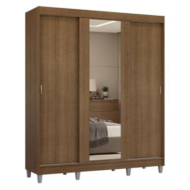 Imagem de Guarda-roupa Casal com Pés 3 Portas de Correr com Espelho Reno Madesa R