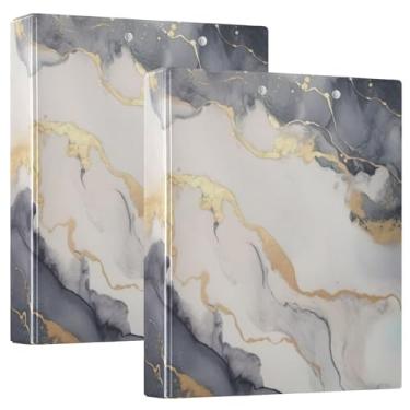 Imagem de Prancheta de fichário antiarranhões dourada marmorizada, fichário espaçoso de 3,8 cm com bolsos de plástico, ideal para escritório, escola, casa