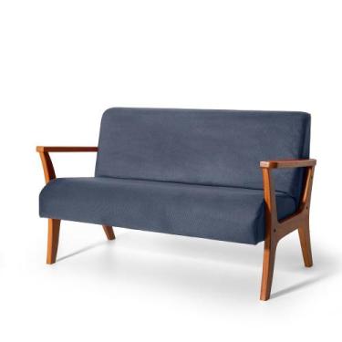 Imagem de Namoradeira 2 Lugares Estofada em Madeira Maciça Cléo Azul  Straub Web