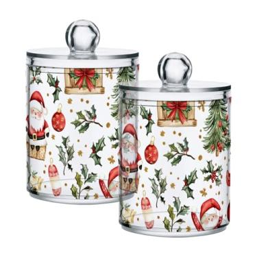 Imagem de xigua Pacote com 4 lindos suportes de Natal para bolas de algodão, cotonete – Frasco de plástico de boticário de armazenamento versátil transparente de 4 ml para banheiro e organização de