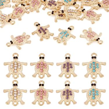 Imagem de 16 peças de liga de strass, conector de tartaruga, pingentes de tartaruga, elos de animais marinhos, joias de verão e praia, pingentes para bricolage, pulseira da amizade, brincos, colares, corrente