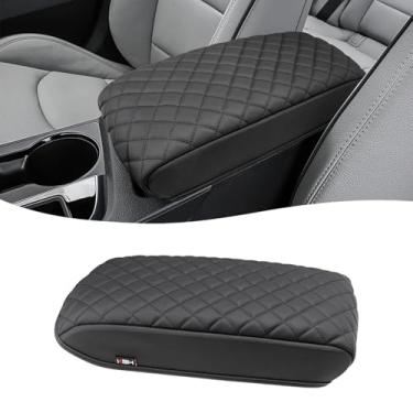 Imagem de KBH Capa de apoio de braço do console central para Hyundai Sonata 2015 2016 2017 2018 2019, protetor de espuma da tampa do console médio, acessórios interiores de couro PU, preto