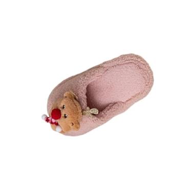 Imagem de Pantufas femininas de inverno forradas com lã para ambientes internos e externos confortáveis com bico redondo, rosa, 34