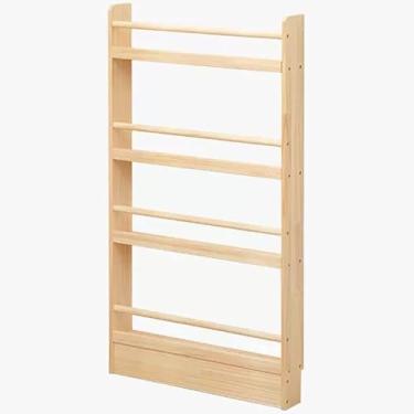 Imagem de Organizador de revistas de madeira ultrafino, estante montada em porta de 3/4/5 níveis para espaços estreitos, design com fenda, solução de armazenamento interno que economiza espaço