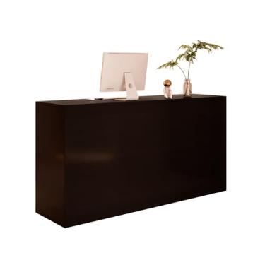 Imagem de Balcão de recepção moderno, balcão de recepção frontal com balcão, gavetas com trava, mesa de computador de balcão de varejo, mesa de recepção, para hotel de salão de beleza (preto, 100 x 42 x 92 cm)