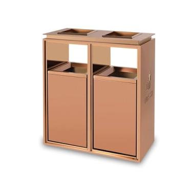Imagem de Caixote de lixo externo caixote de lixo externo duplo barril de metal coluna de cinzeiro, grande lata de lixo comercial doméstico moderno (com cinzeiro) Lixeira externa (grande)
