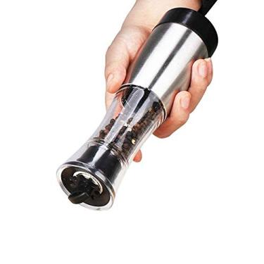 Imagem de Moedor de sal ou pimenta de aço inoxidável - Saleiro alto ou pimenteiro com espessura ajustável - Moedores de sal ou moedor de pimenta (pacote único)