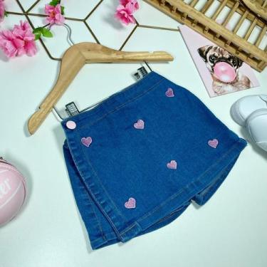 Imagem de Short e Short saia jeans infantil com lycra Cor:BLUSA STRASS PINKTaman