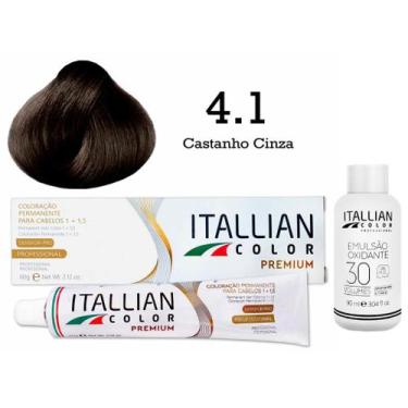 Imagem de Kit Coloração Itallian Color 4.1 Castanho Cinza + Oxi 30