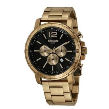 Imagem de Relógio Seculus Masculino Cronógrafo 44063gpsvda2 Dourado Preto-Masculino
