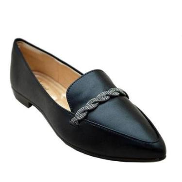 Imagem de Sapato Light Gel Mocassim Shine Bico Fino Fivela Feminino-Feminino