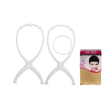 Imagem de Kit Acessório 1 Suporte de Peruca + 1 Kit 2 Wig Cap Nude - Central dos
