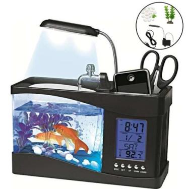 Imagem de Aquário Inteligente com Relógio, Luz LED e Despertador - Rick Imports