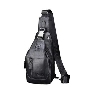 Imagem de Mochila De Ombro Masculina Em Couro Legítimo, Bolsa Transversal Com Ab