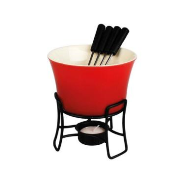 Imagem de Conjunto Fondue 6 Pçs Antiaderente Vermelho 4 Pessoas - Hauskraft