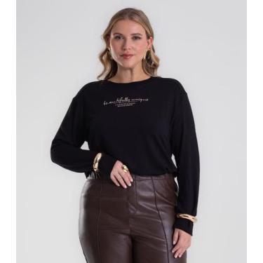 Imagem de Blusão Feminino Molecotton Plus Size Secret Glam Preto, Plus G2, Preto