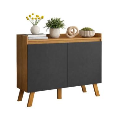 Imagem de Buffet Dubai Sala Recepção - 4 Portas Grafite com pés Retrô - Aramóvei