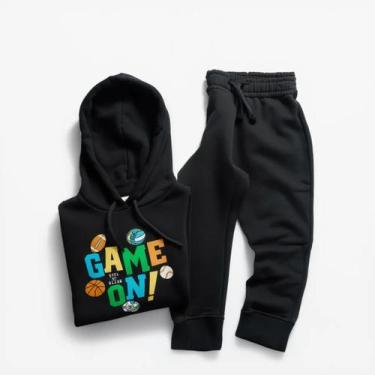 Imagem de Kit Conjunto Moletom Infantil Capuz Calça Escola Passeio Confortável R