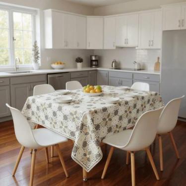 Imagem de Toalha De Mesa Rendada Bordado Flores Marrom Rolo 1,40x20m Vinil PVC -