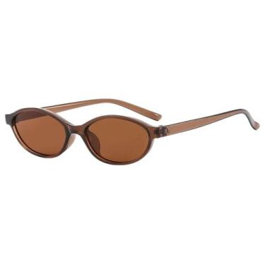 Imagem de Óculos de Sol Feminino Oval Preto Retrô Fashion UV - VINKIN, Marrom