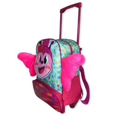 Imagem de Mochila Escolar Infantil com Rodinhas  Estilo Borboleta Rosa  Ideal pa
